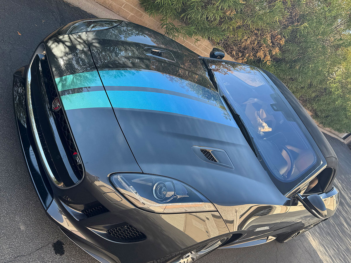 Stripes added to a Jaguar